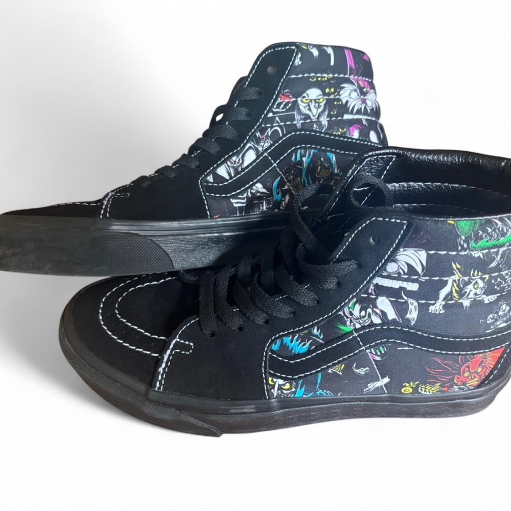 Vans Black and Red High-Top Sneakers